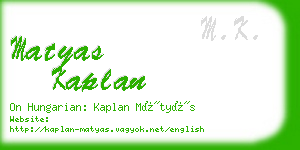 matyas kaplan business card